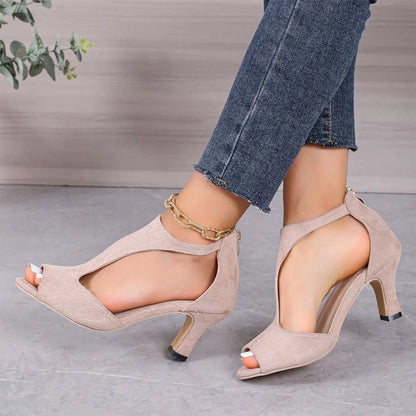 Black Peep Toe Heels – Cut-Out Stiletto Ankle Pumps - Pink