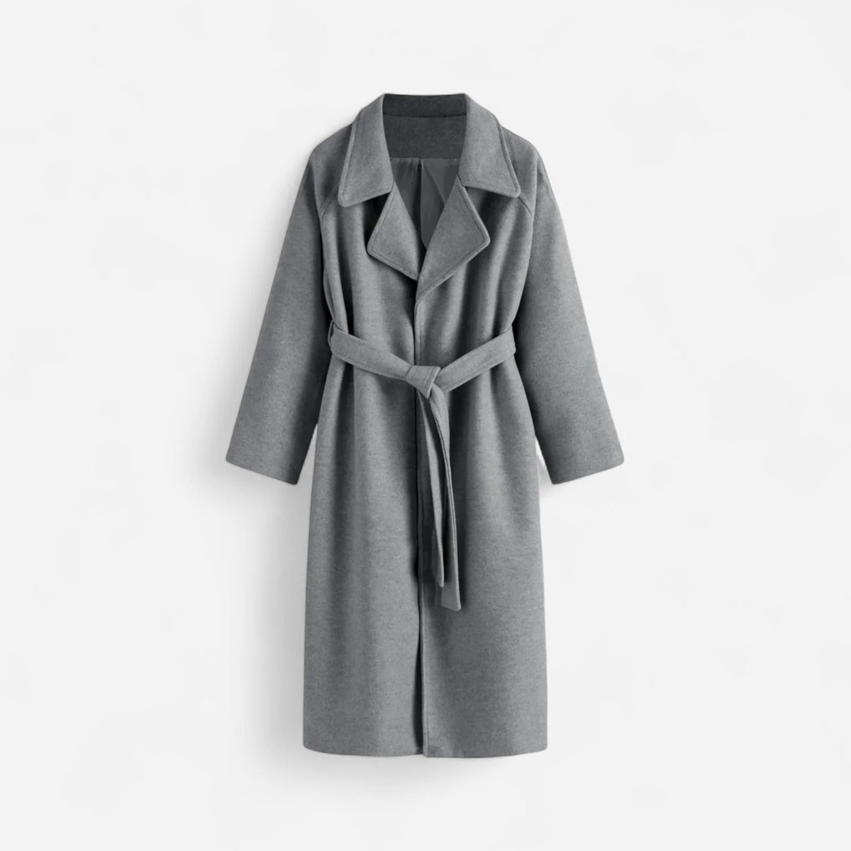 Black Wool Coat Women – Belted Longline Wool-Blend Wrap