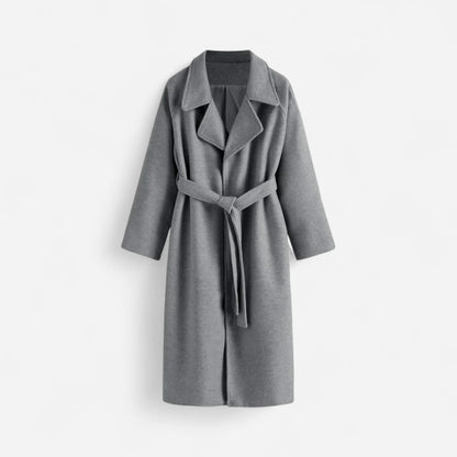 Black Wool Coat Women – Belted Longline Wool-Blend Wrap