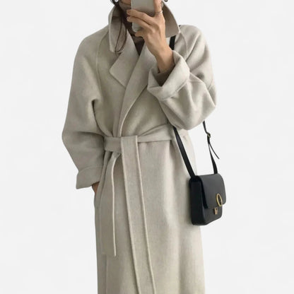 Black Wool Coat Women – Belted Longline Wool-Blend Wrap - Off-White