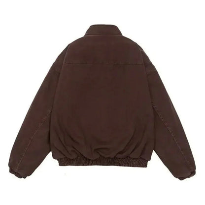 Grey Men's Fleece Jacket – Sherpa-Lined Zip Stand Collar