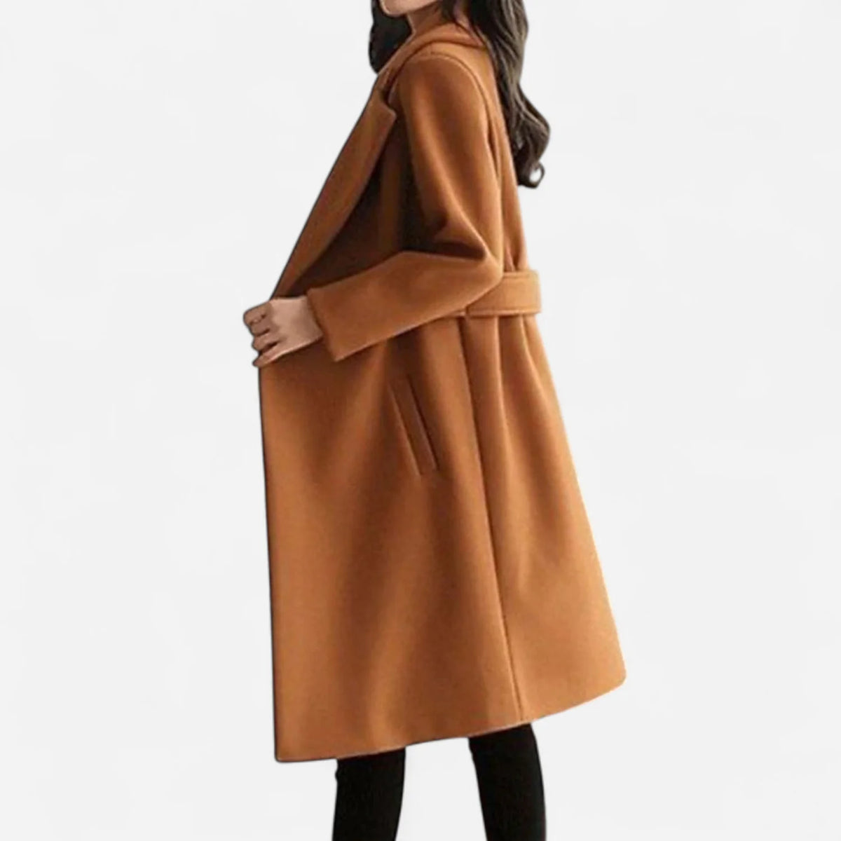 Red Wool Coat – Longline Notch Lapel Wool-Blend Winter