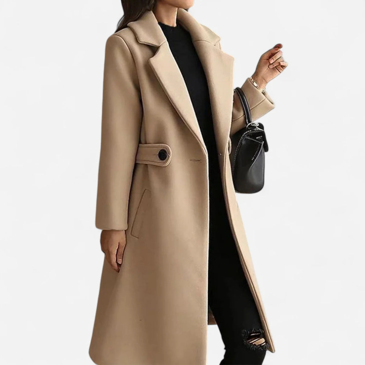 Red Wool Coat – Longline Notch Lapel Wool-Blend Winter - Camel