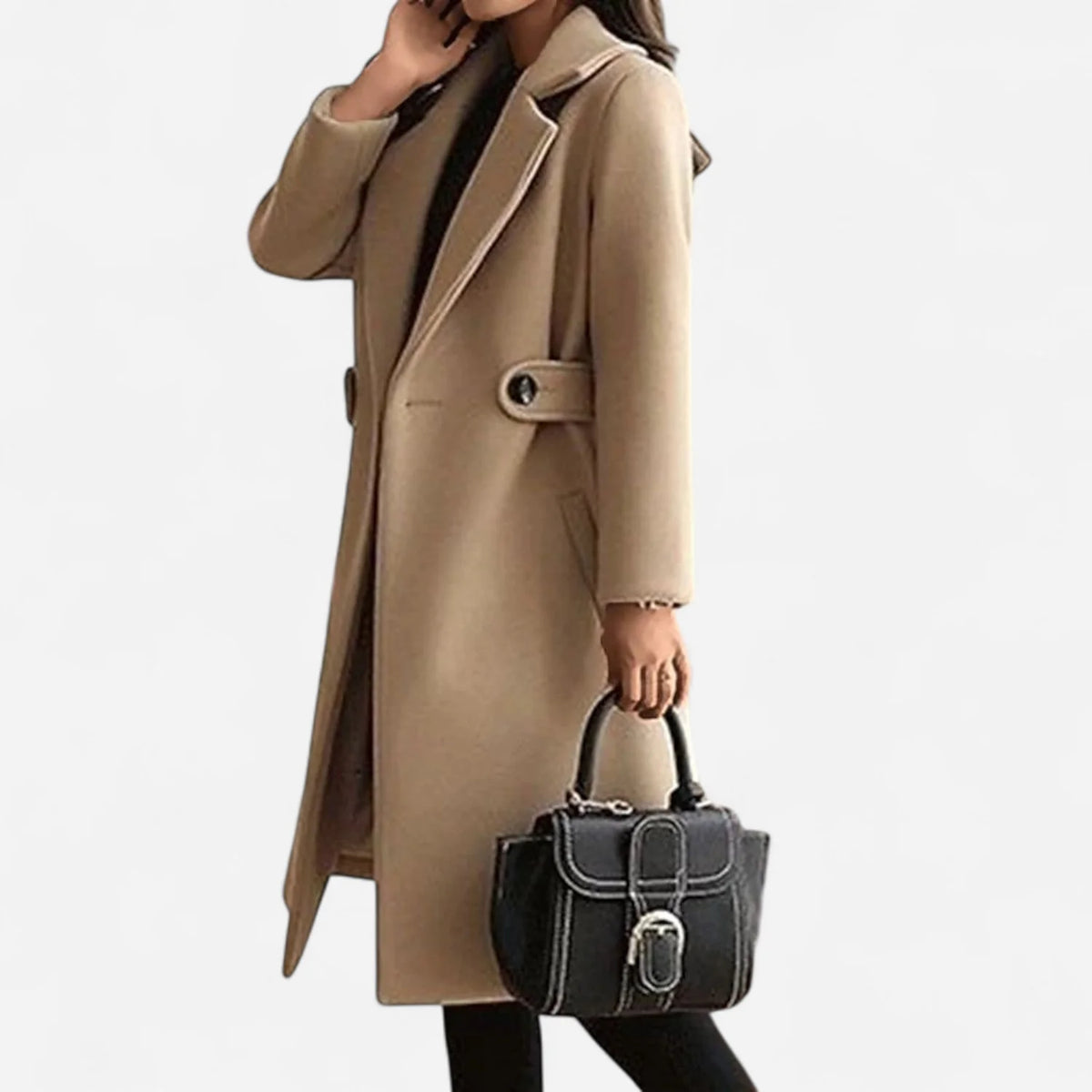 Red Wool Coat – Longline Notch Lapel Wool-Blend Winter