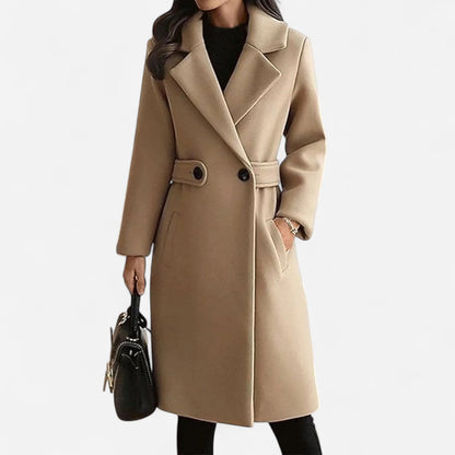 Red Wool Coat – Longline Notch Lapel Wool-Blend Winter