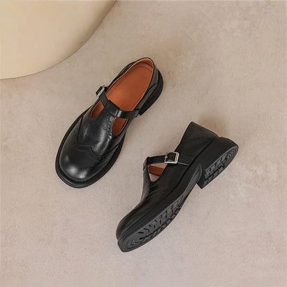Black Brogue Mary Jane Shoes