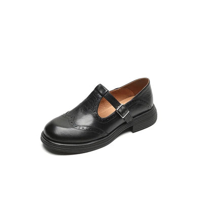 Black Brogue Mary Jane Shoes