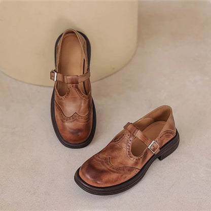 Black Brogue Mary Jane Shoes