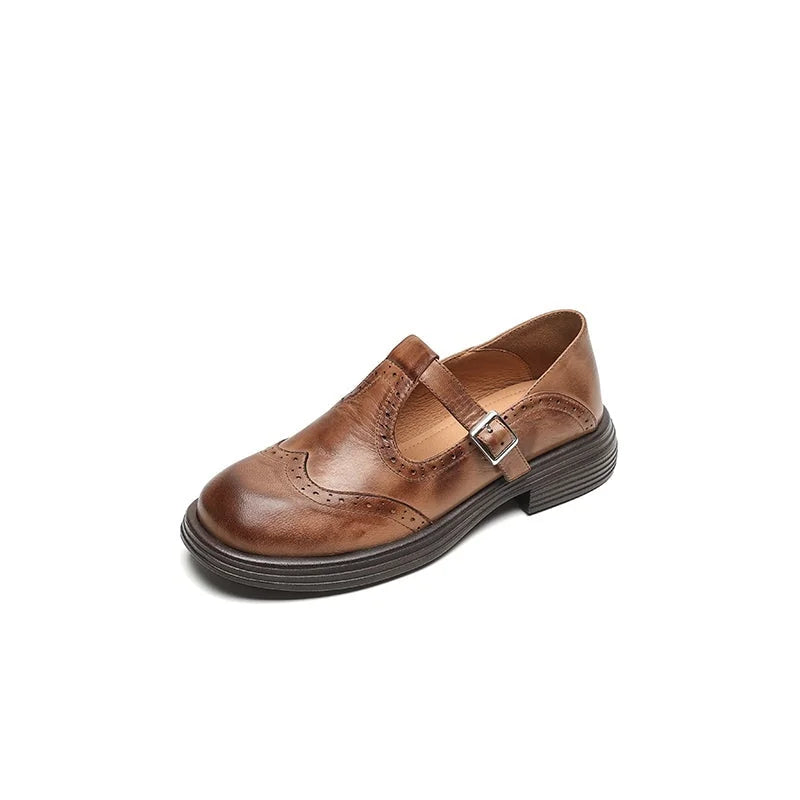 Black Brogue Mary Jane Shoes