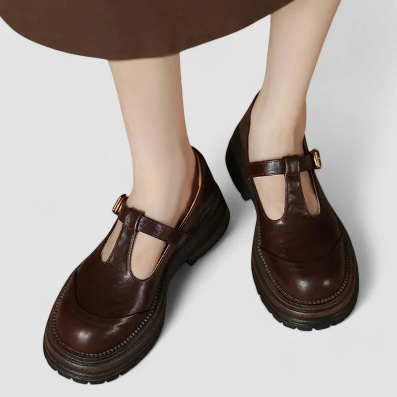 Black Chunky Platform Mary Janes - Brown