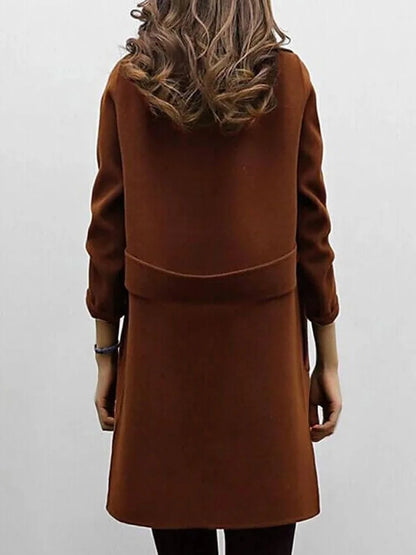 Black Double Breasted Long Wool Coat