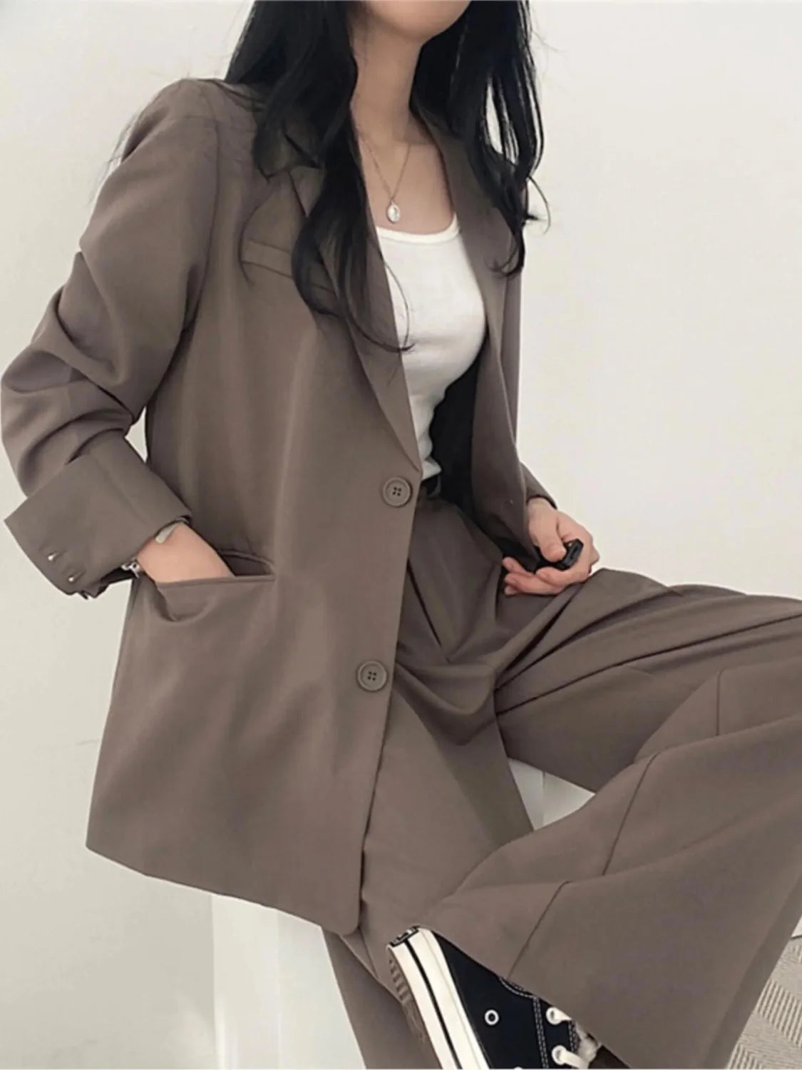 Black Oversized Blazer Pant Set