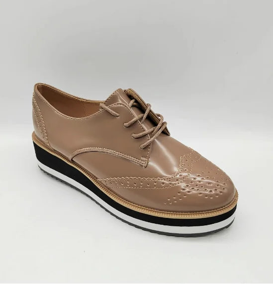 Black Platform Oxford Shoes Women - Beige