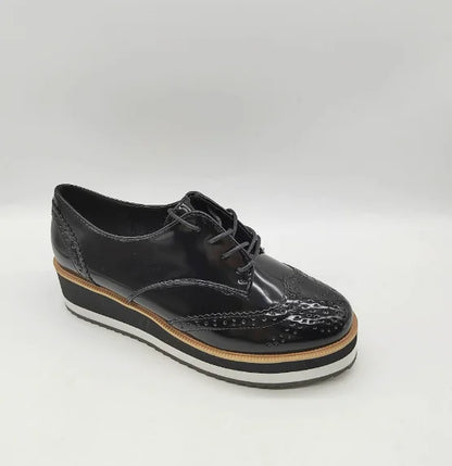 Black Platform Oxford Shoes Women - Black