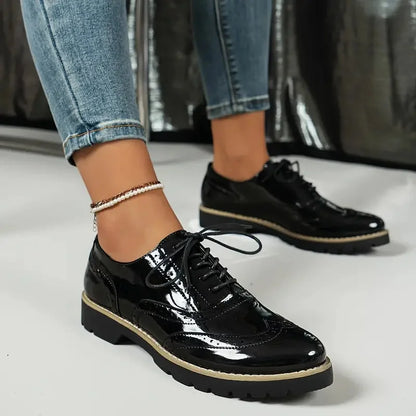 Black Platform Oxford Shoes Women