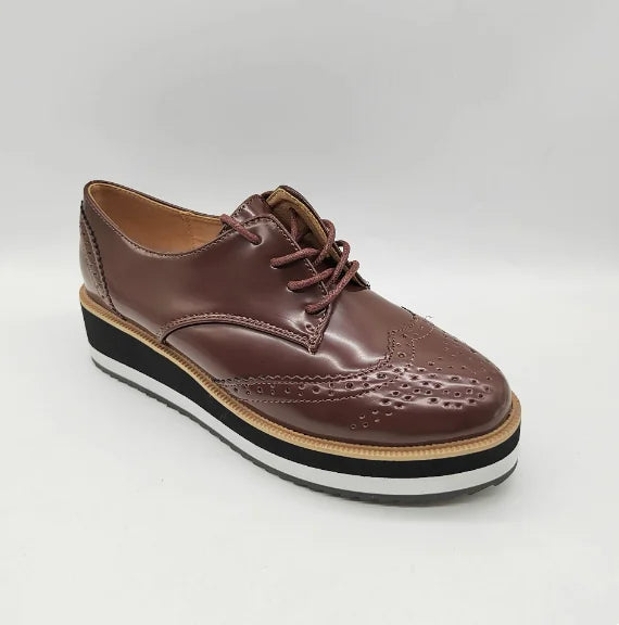 Black Platform Oxford Shoes Women - Brown