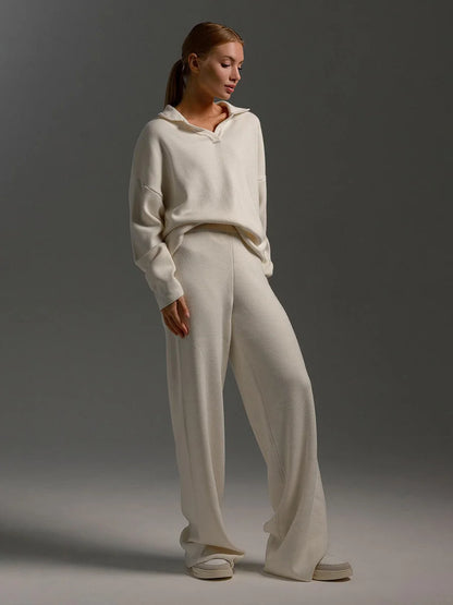 Black Polo Sweater Pant Set