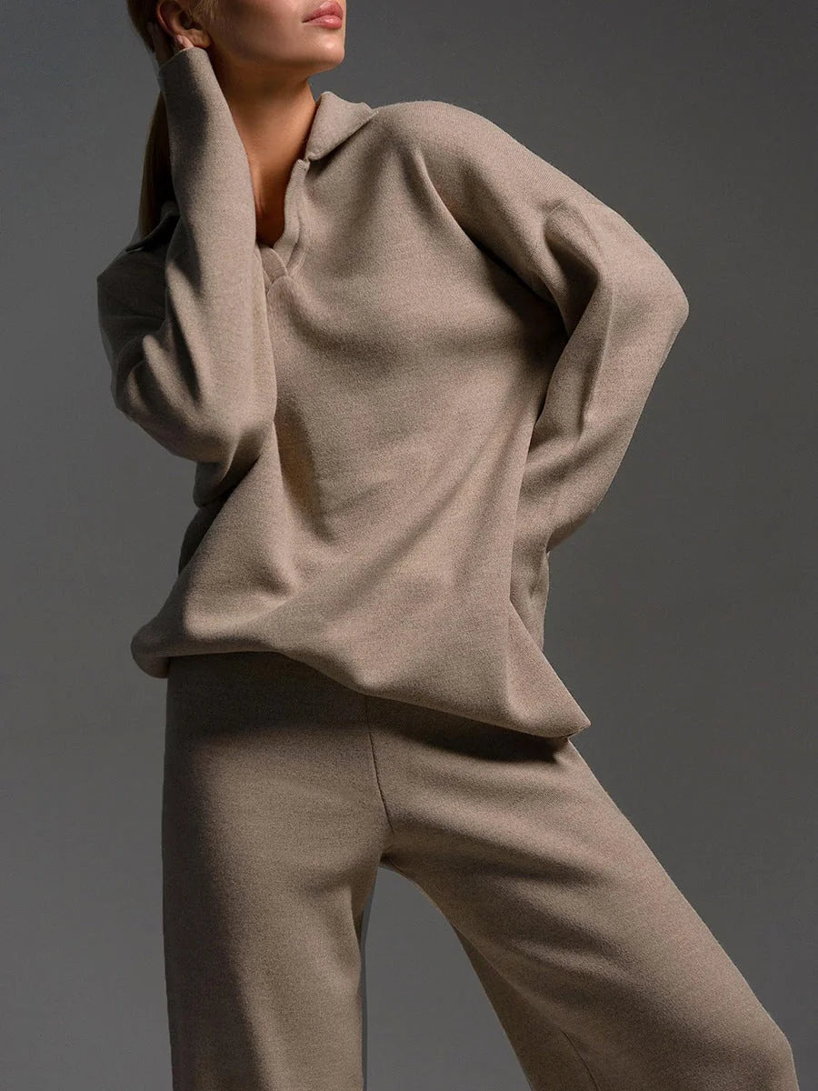 Black Polo Sweater Pant Set