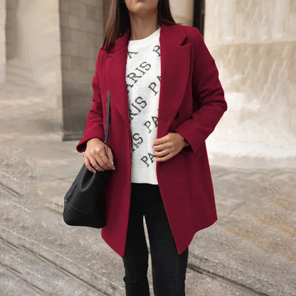 Burgundy Double Breasted Wool Coat