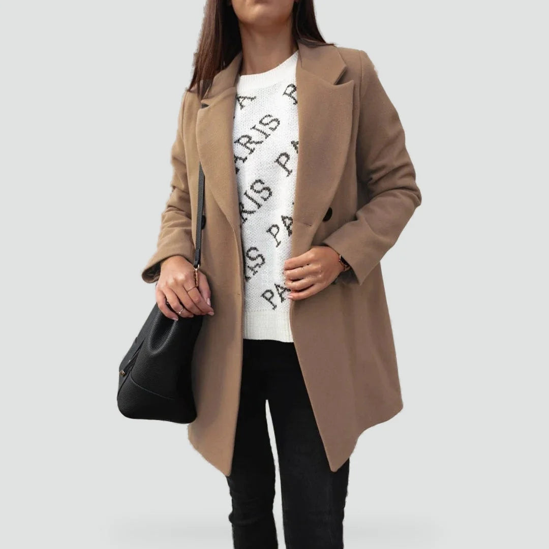 Burgundy Double Breasted Wool Coat