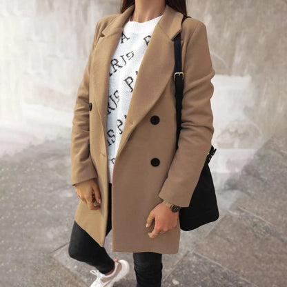Burgundy Double Breasted Wool Coat
