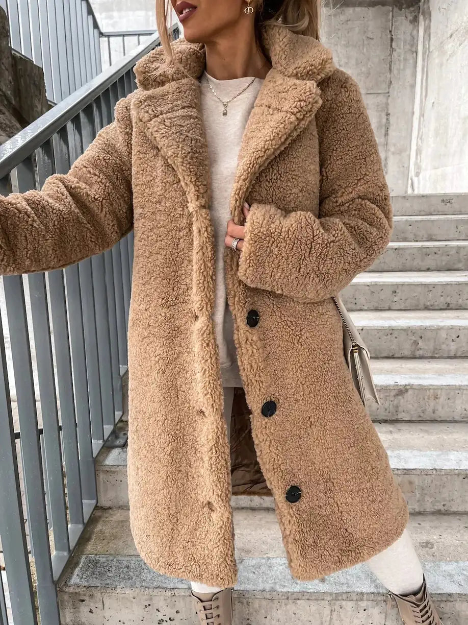 Cream Long Wool Coat - Beige
