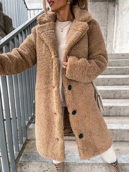 Cream Long Wool Coat - Beige