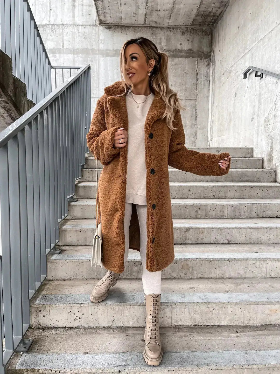 Cream Long Wool Coat