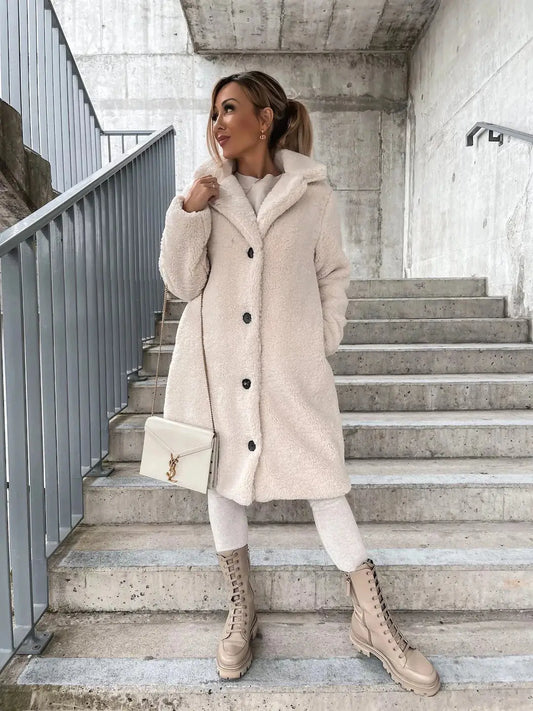 Cream Long Wool Coat
