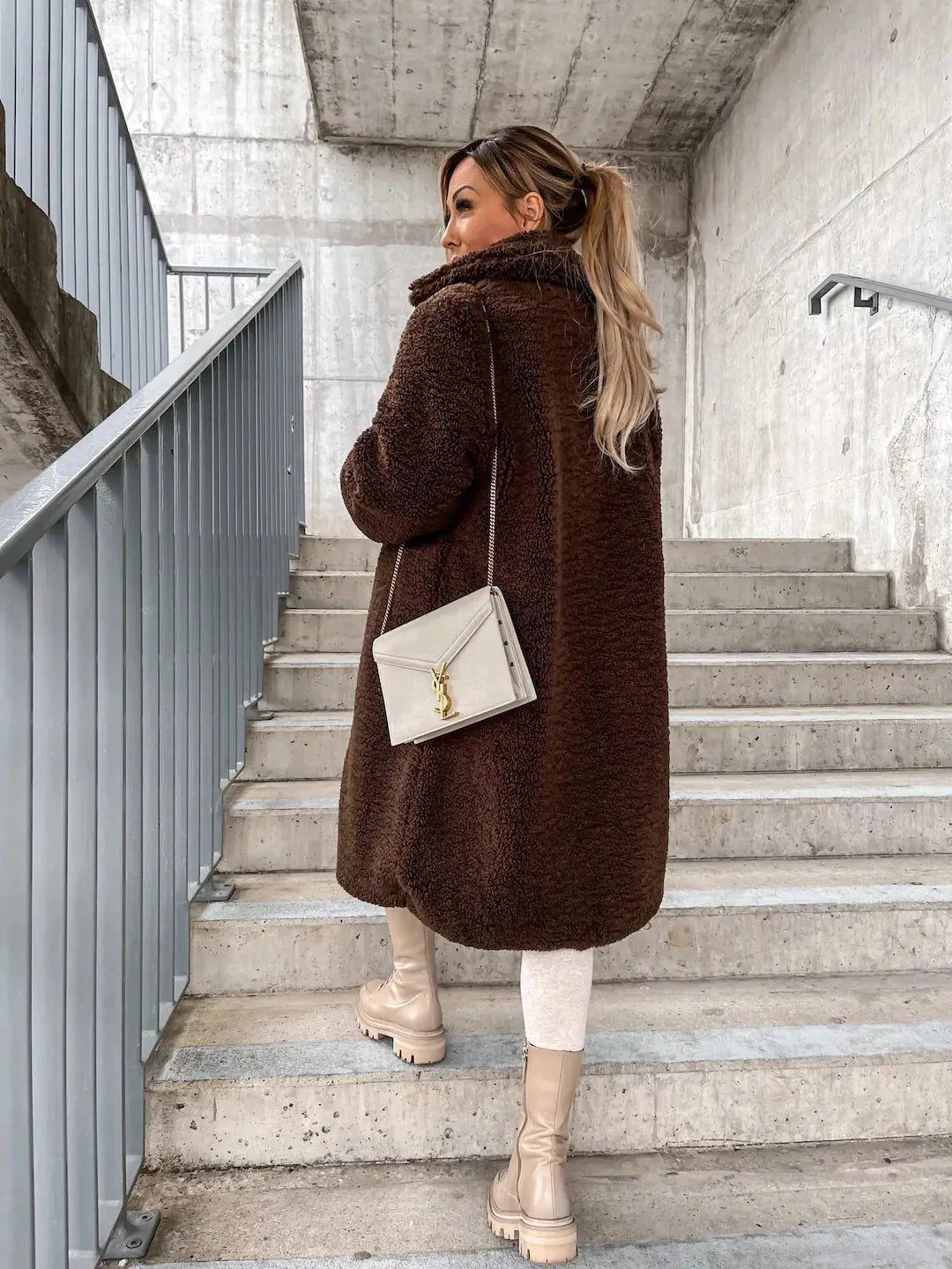 Cream Long Wool Coat