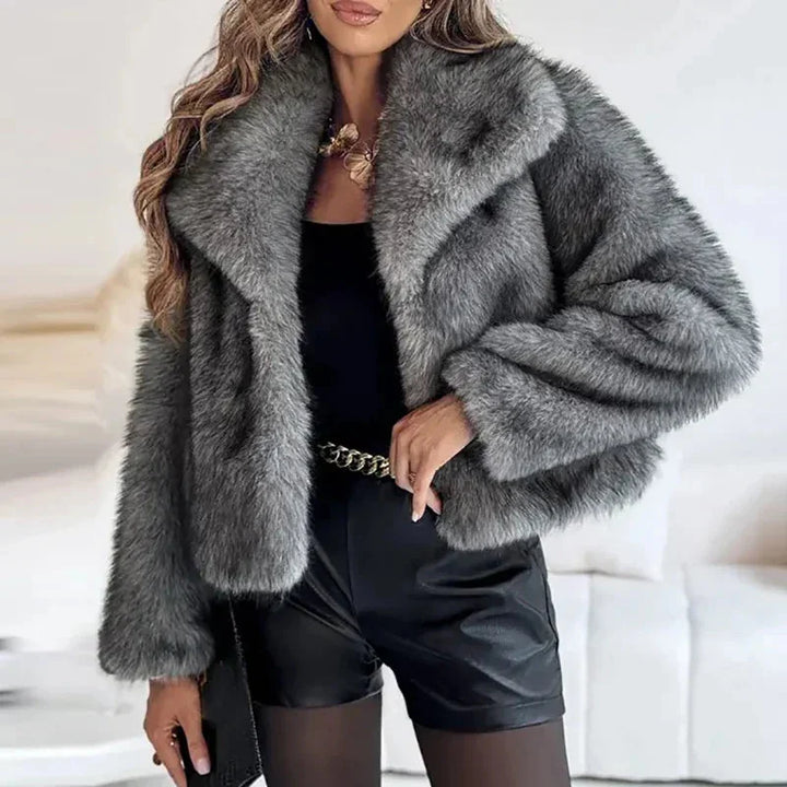 Dark Grey Short Faux Fur Coat - Dark Grey