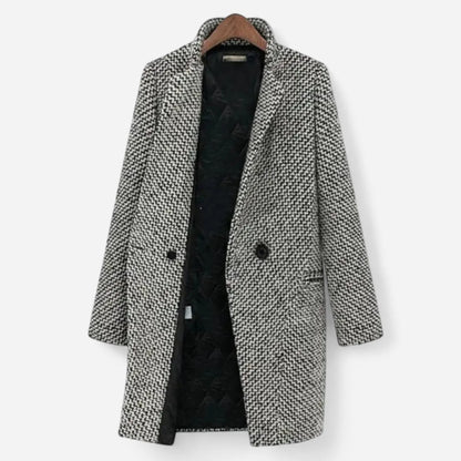 Grey Herringbone Wool Coat