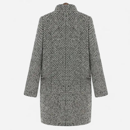 Grey Herringbone Wool Coat
