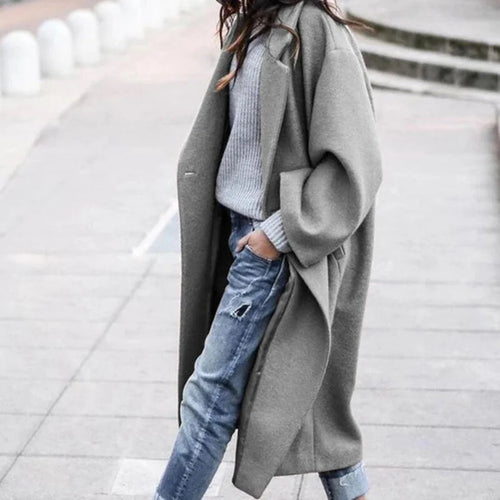 Grey Oversized Wool Blend Coat