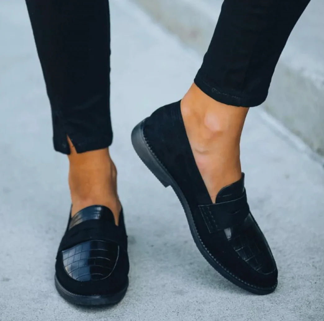 Leather Black Loafers for Women