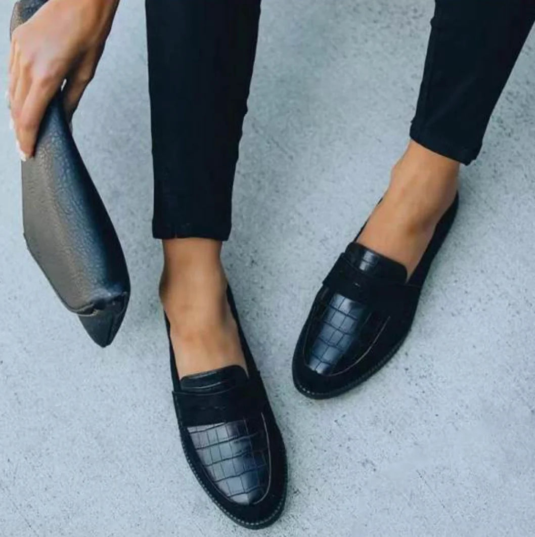 Leather Black Loafers for Women