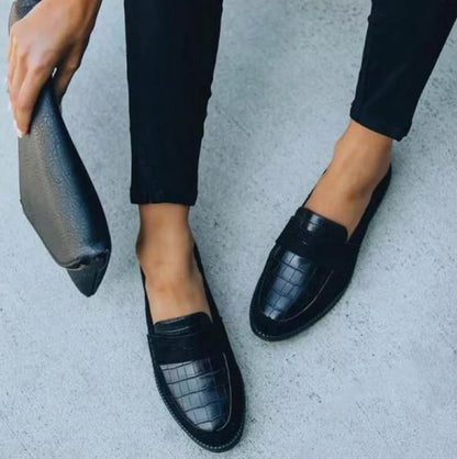 Leather Black Loafers for Women