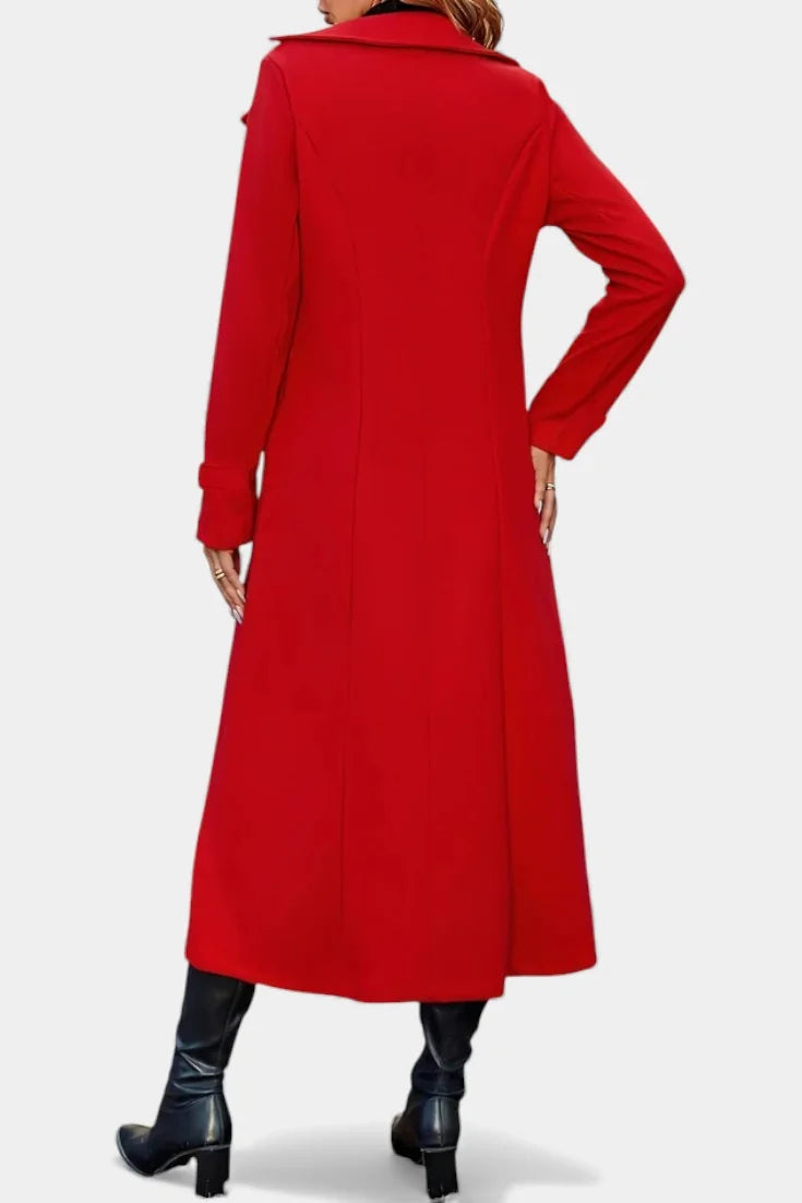 Long Double Breasted Red Coat