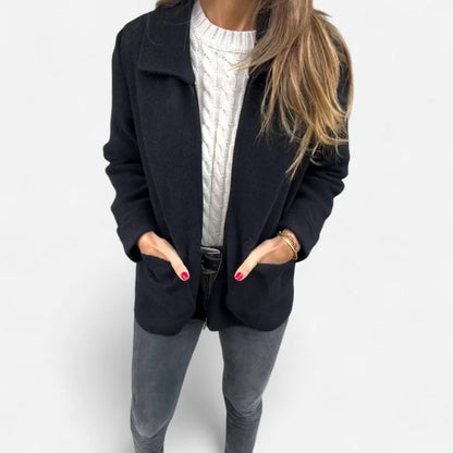 Red Shawl Collar Wool Jacket - Black