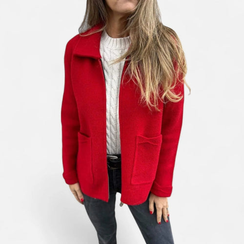Red Shawl Collar Wool Jacket