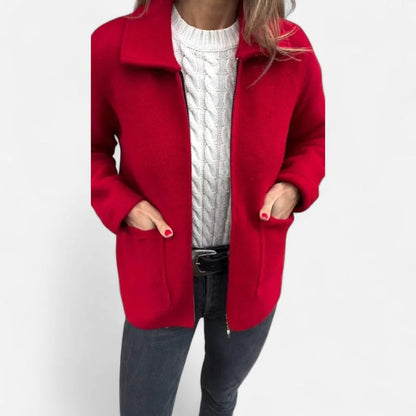 Red Shawl Collar Wool Jacket