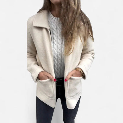 Red Shawl Collar Wool Jacket - White