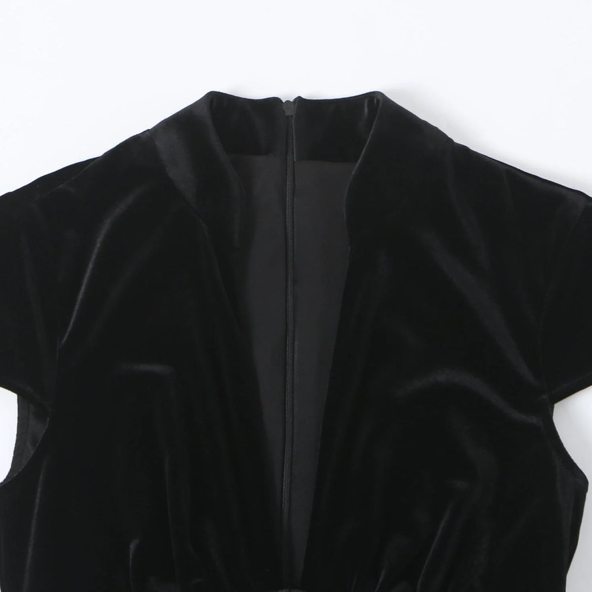 Corset Mini Dress Black Velvet - Black