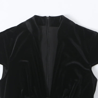 Corset Mini Dress Black Velvet - Black
