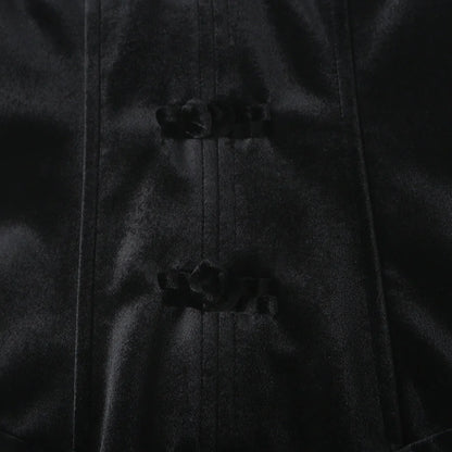 Corset Mini Dress Black Velvet - Black