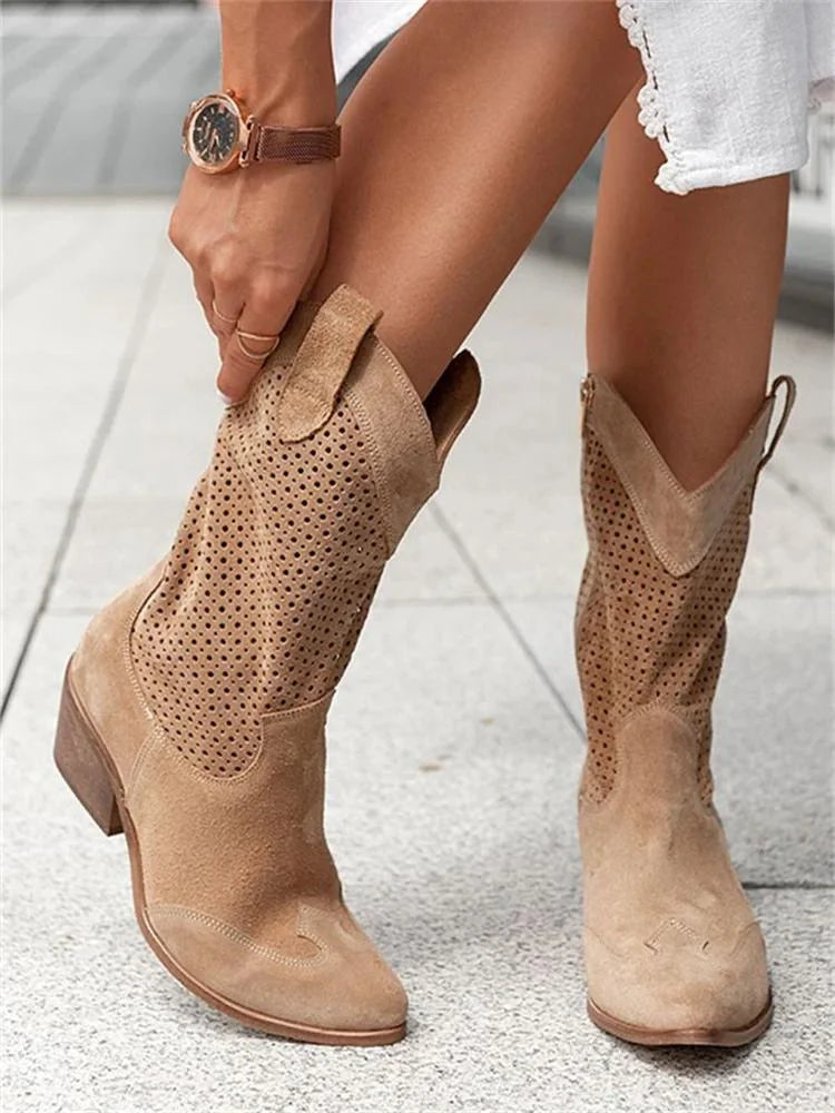 Cowboy Boots Black Perforated - Brown