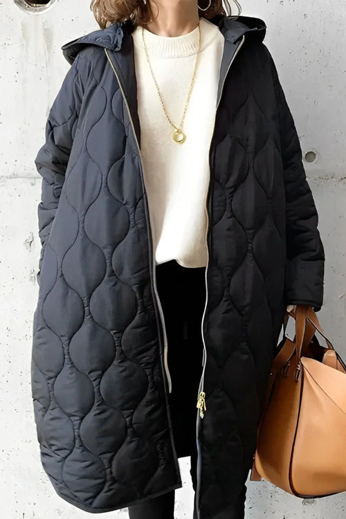 Long Quilted Coat Black