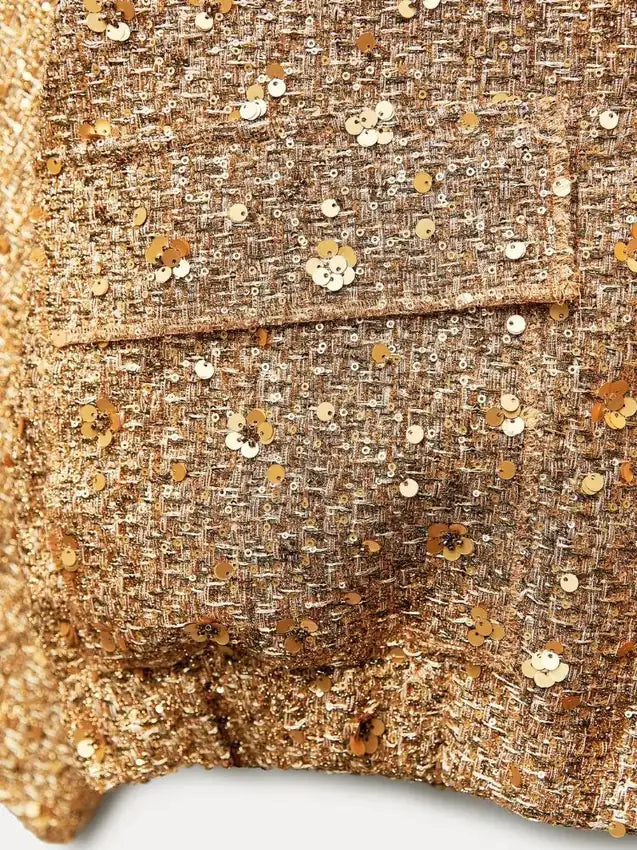 Party Jacket Gold Metallic - gold metallic texture detail