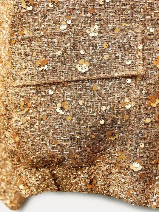 Party Jacket Gold Metallic - gold metallic texture detail