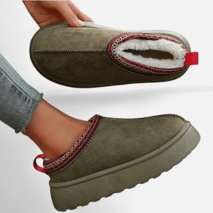 Platform Slippers Black Suede - Green